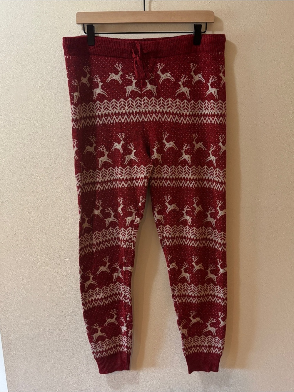 American Eagle Outfitters Red Knit Reindeer Pants